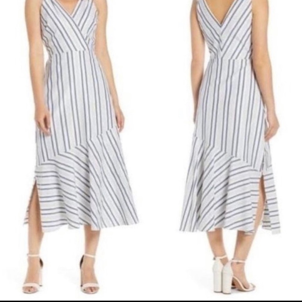 Sam Edelman blue and silver striped maxi dress size 1X